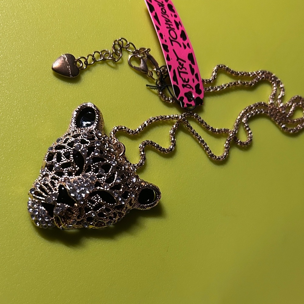 Betsey Johnson Gold and Black Leopard Necklace